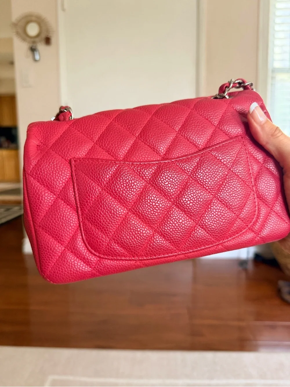 Chanel Fuchsia Pink Quilted Caviar Mini Rectangle
